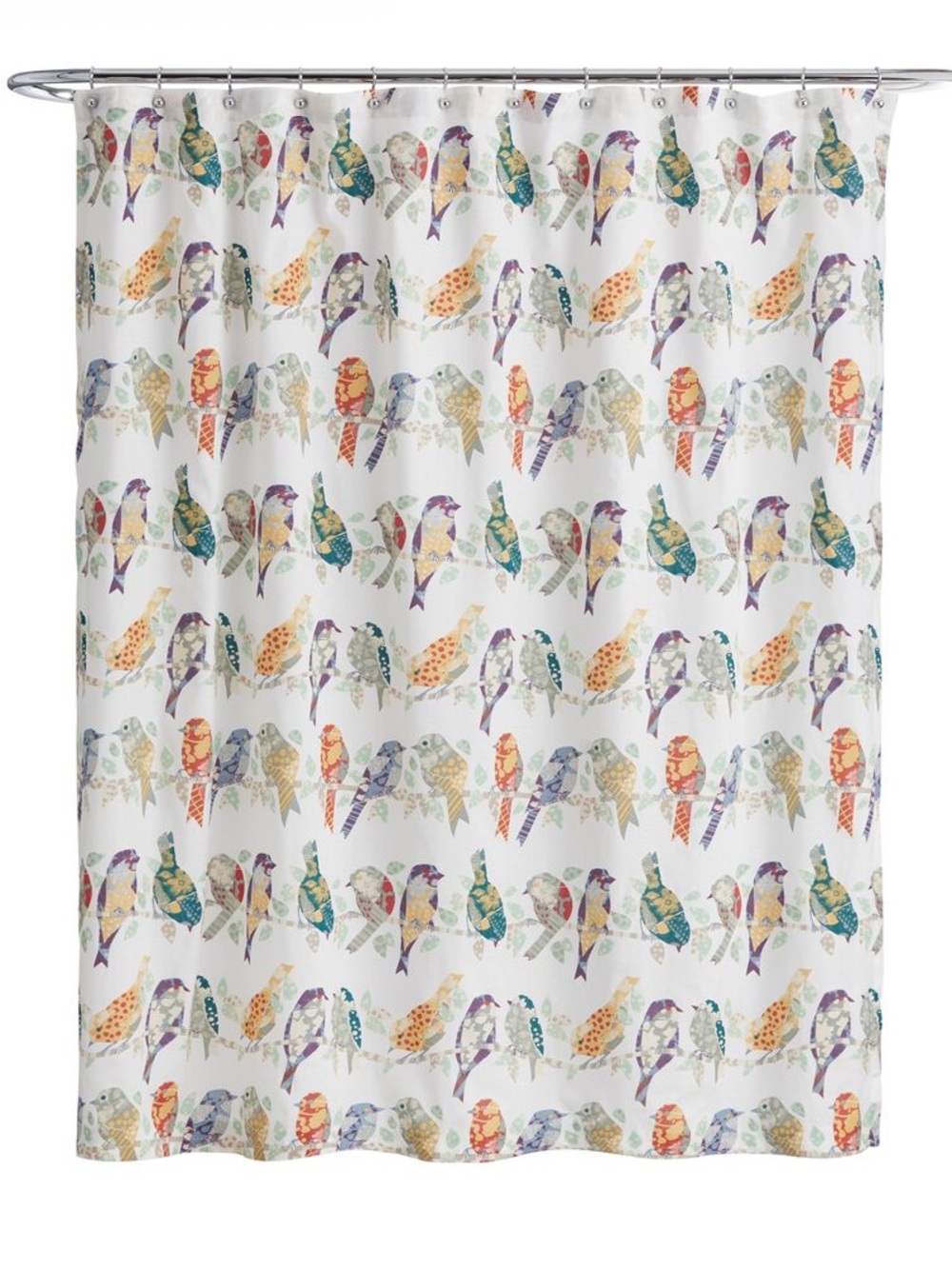 World Market Collingswood Multicolor Bird Print fabric Shower Curtain 72”x72”